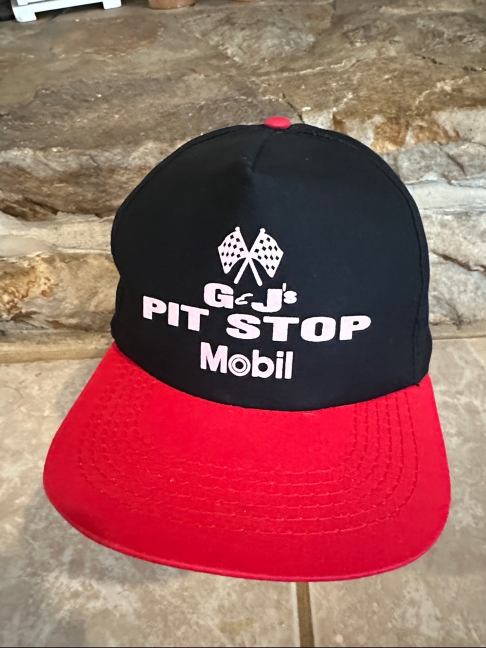 G & J's Pit Stop Mobil Racing Cap Black & Red